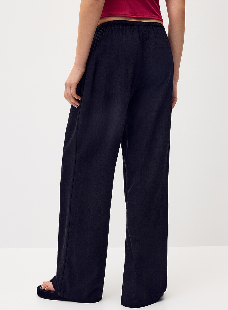 Twik: Le pantalon large viscose et lin Bleu marine - Bleu nuit pour femme