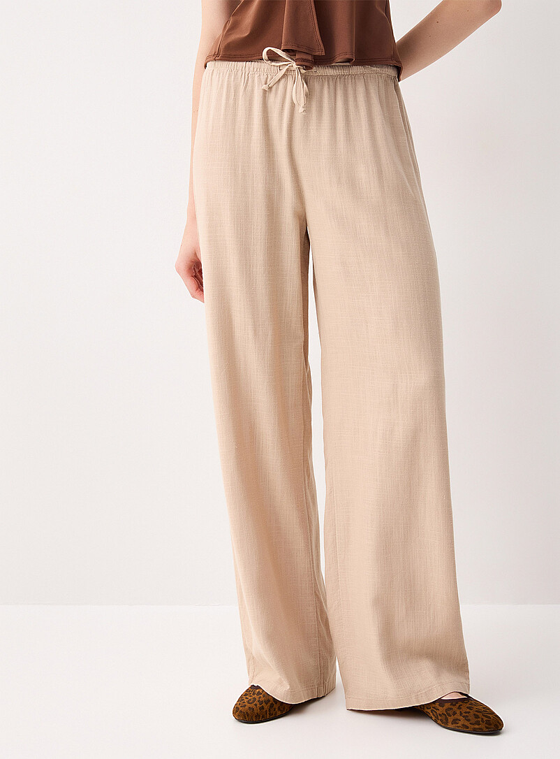 Twik: Le pantalon large viscose et lin Bleu marine - Bleu nuit pour femme