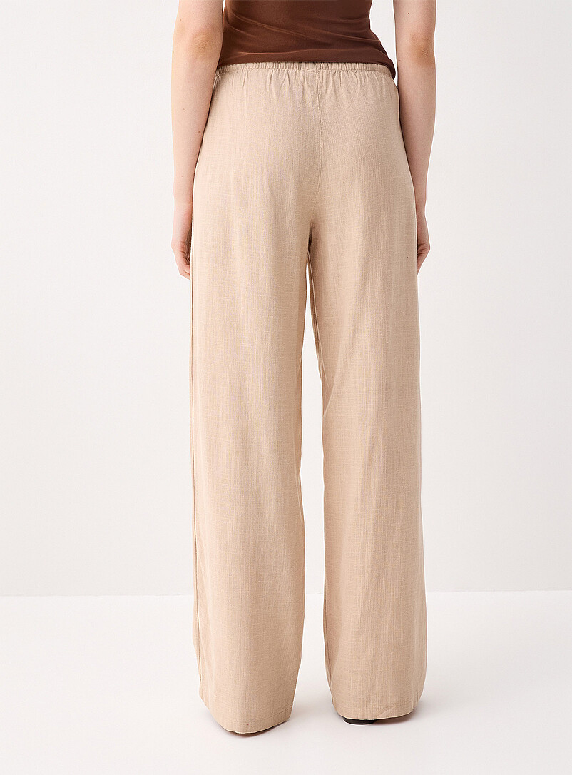 Twik Navy/Midnight Blue Viscose and linen wide-leg pant for women
