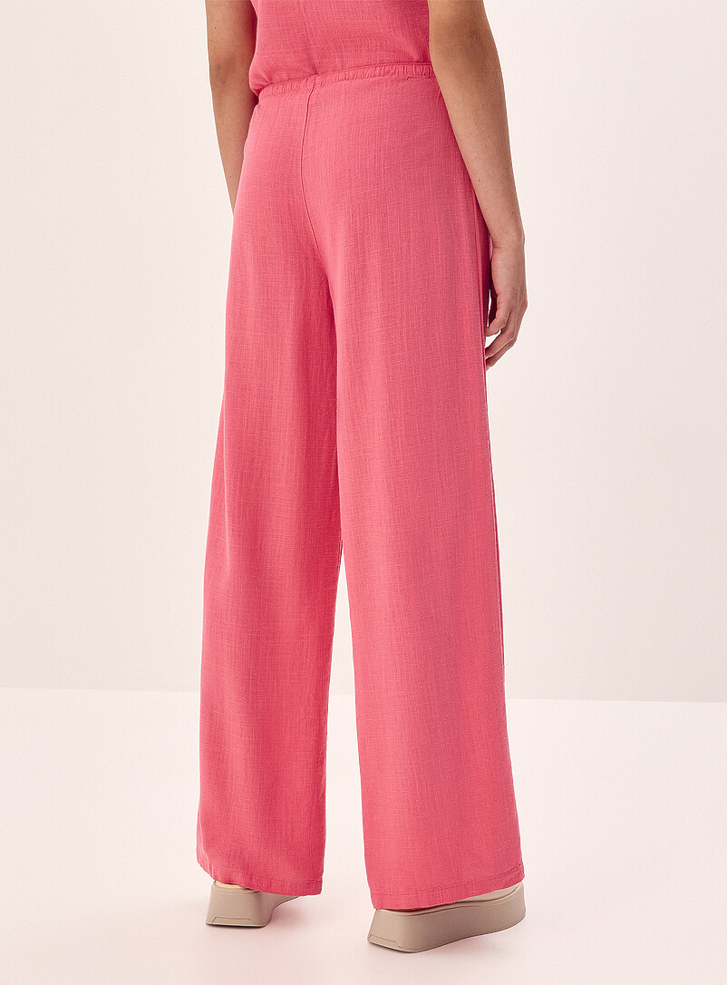Twik Navy/Midnight Blue Viscose and linen wide-leg pant for women