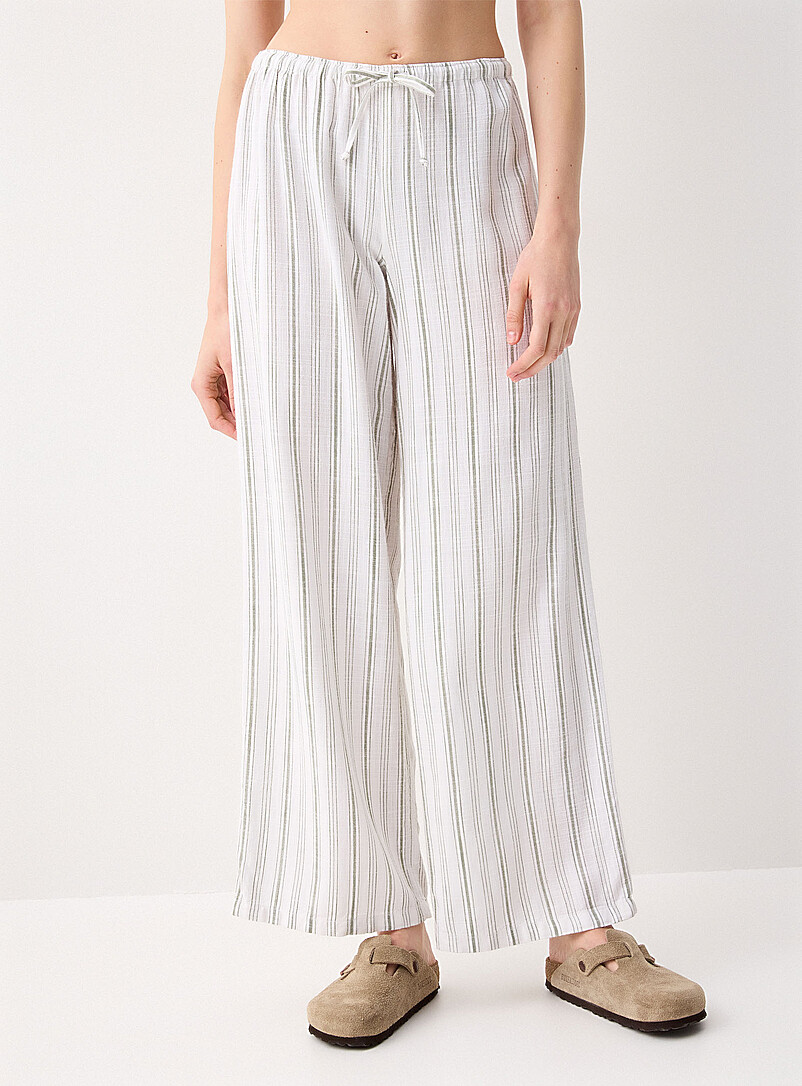 Twik Patterned Blue Patterned linen-blend wide-leg pant for women