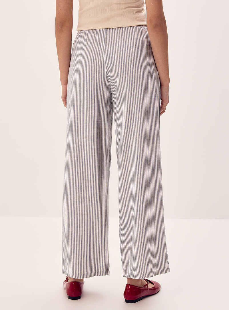 Twik Patterned Blue Patterned linen-blend wide-leg pant for women