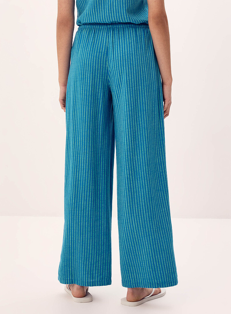 Twik Patterned Blue Patterned linen-blend wide-leg pant for women