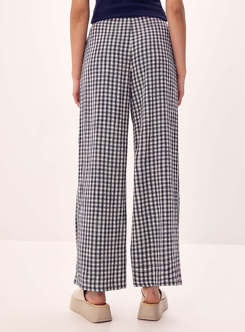 Twik Patterned Blue Patterned linen-blend wide-leg pant for women