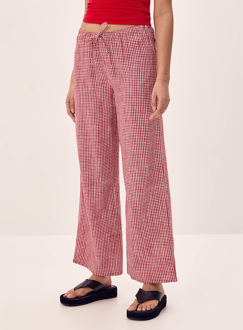 Twik Patterned Blue Patterned linen-blend wide-leg pant for women