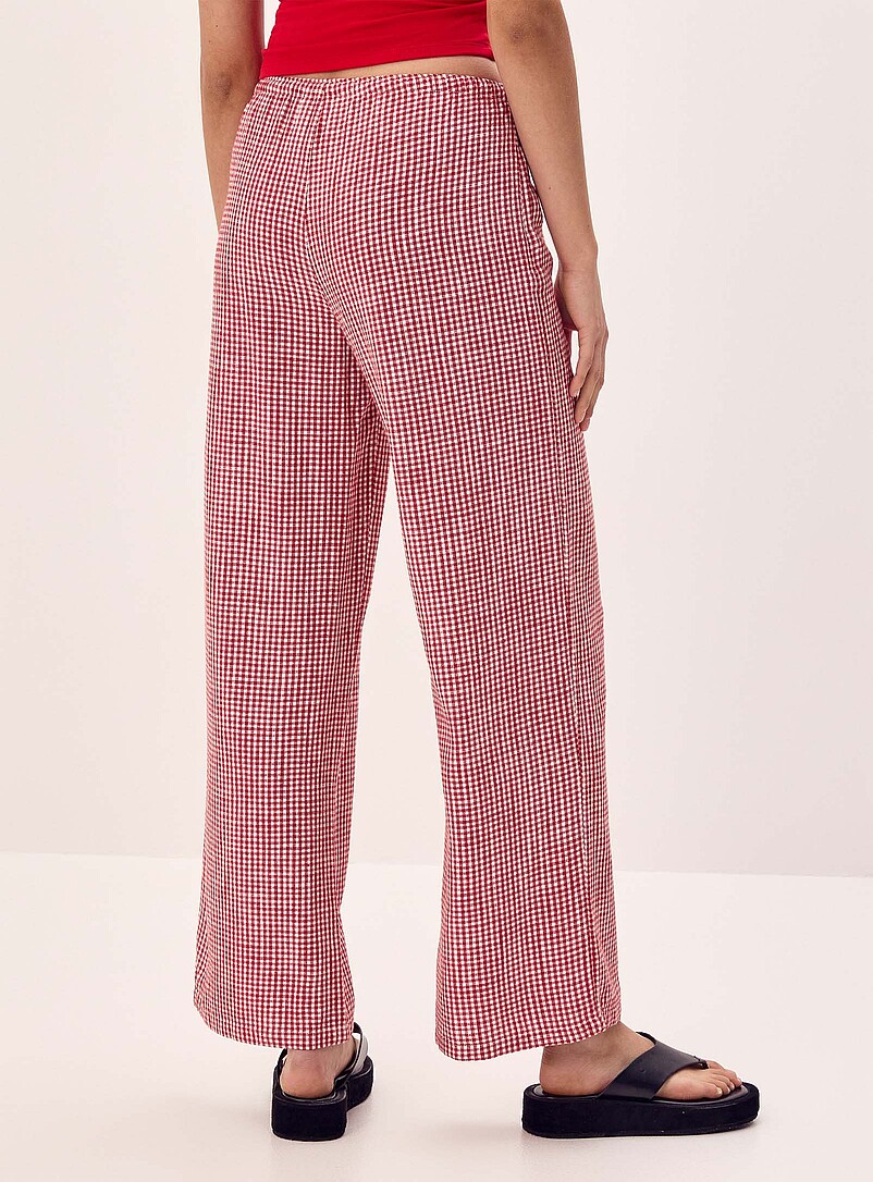 Twik: Le pantalon large lin m&eacute;lang&eacute; &agrave; motif Bleu &agrave; motifs pour femme