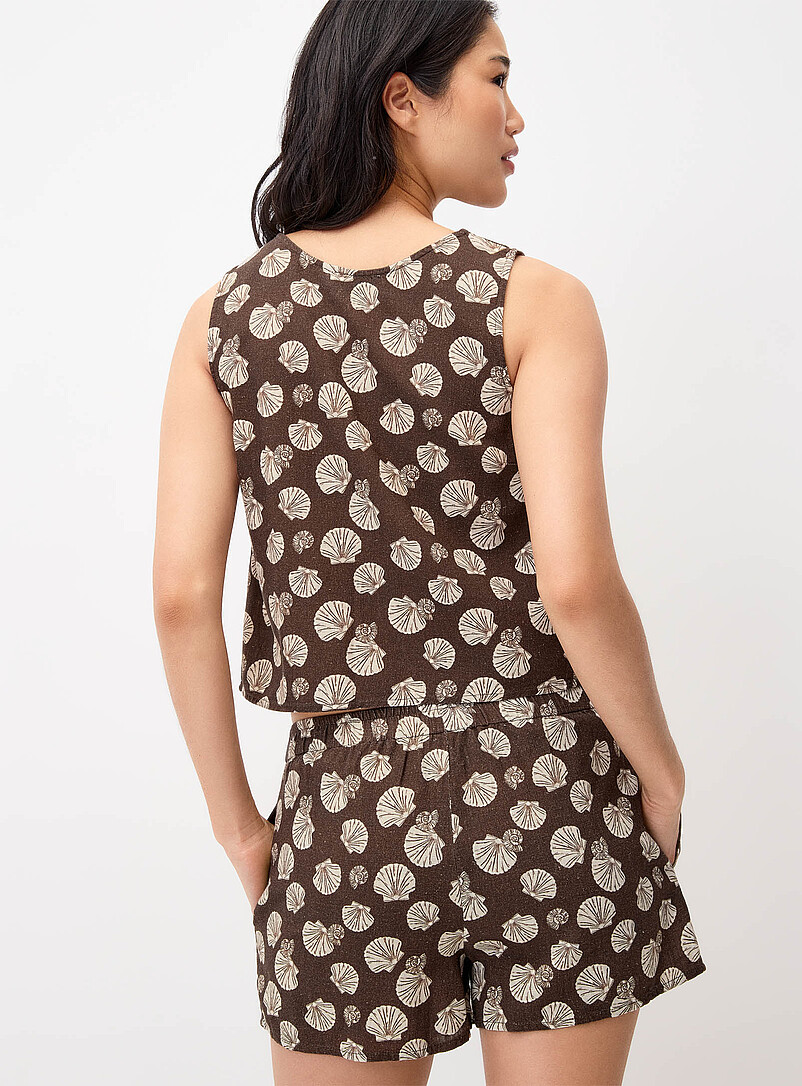 Twik: Le short lin m&eacute;lang&eacute; ligne A Bleu-gris pour femme