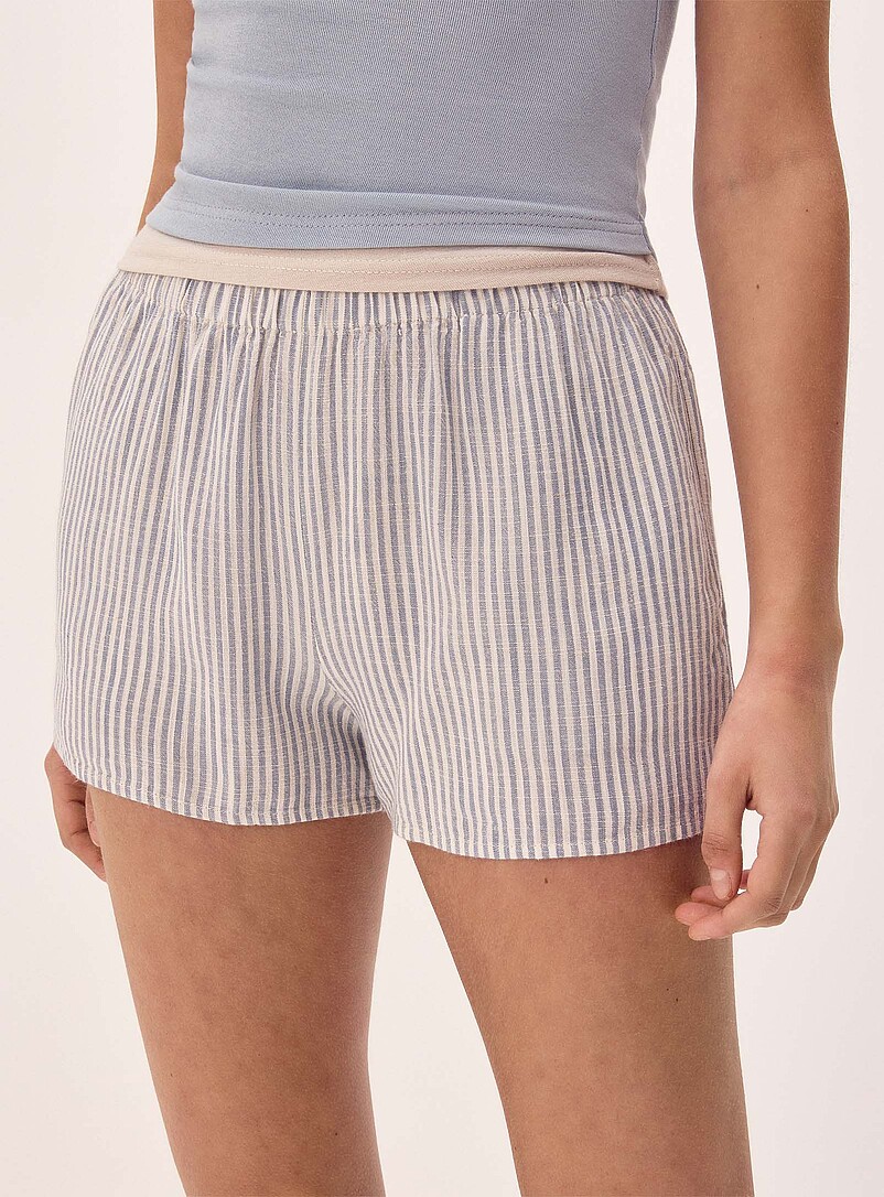 Twik Teal A-line linen-blend short for women