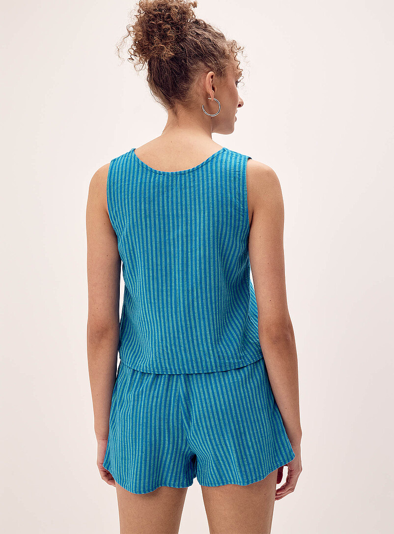 Twik: Le short lin m&eacute;lang&eacute; ligne A Bleu-gris pour femme