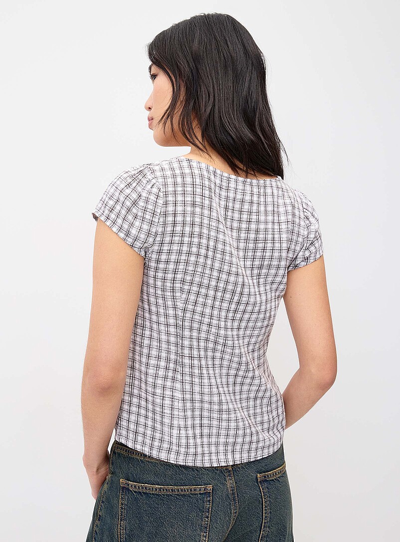 Twik White V-neck linen-blend blouse for women