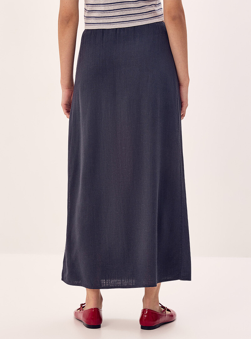 Twik White patterned Linen-blend maxi skirt for women