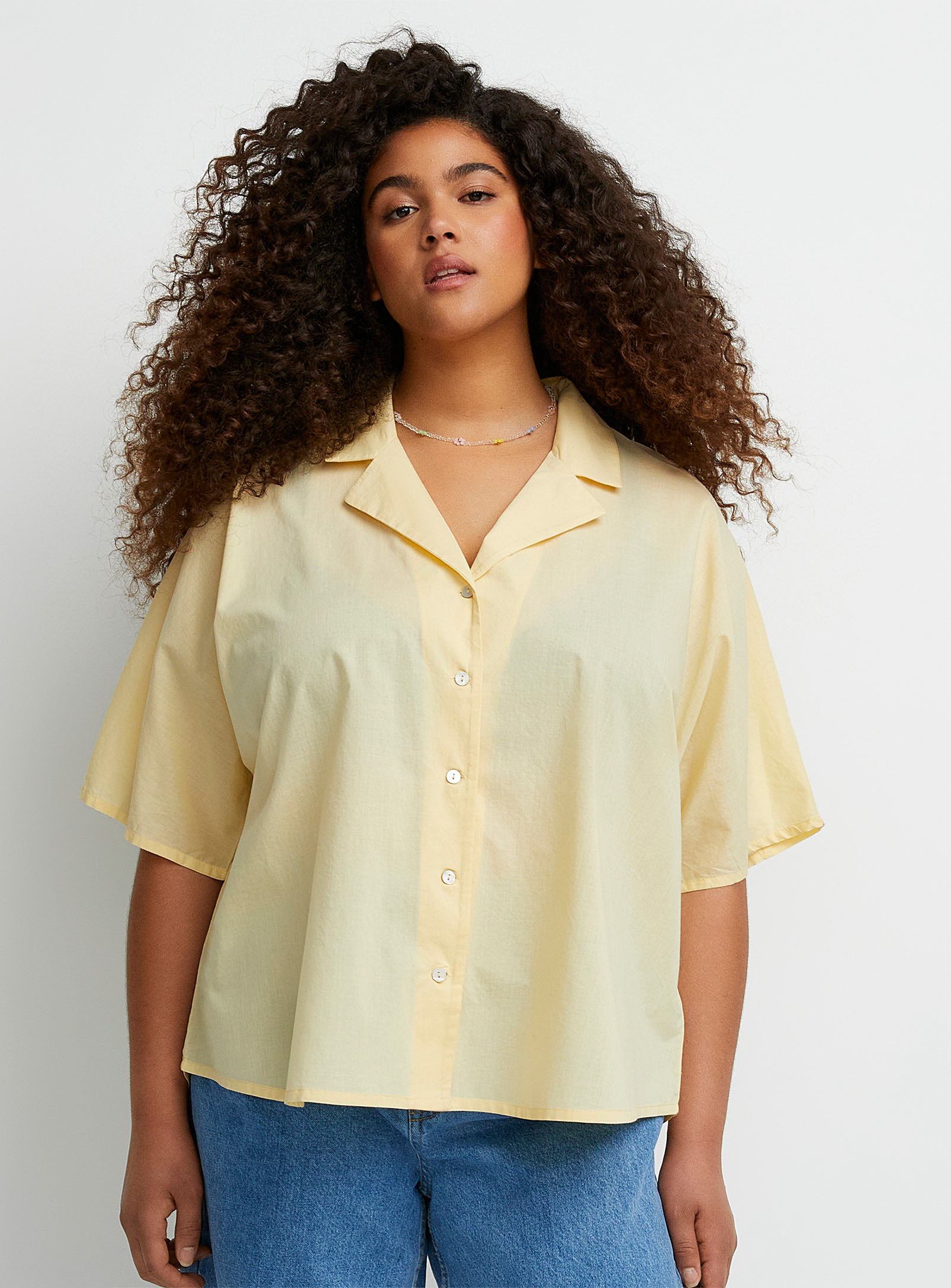 Twik Loose Lightweight Poplin Shirt In Corn/vanilla Yellow
