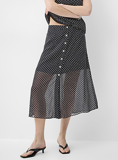 Sheer chiffon button-front midi skirt product image 2