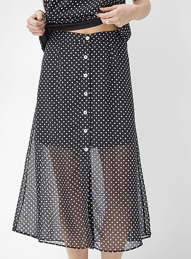 Sheer chiffon button-front midi skirt product image 3