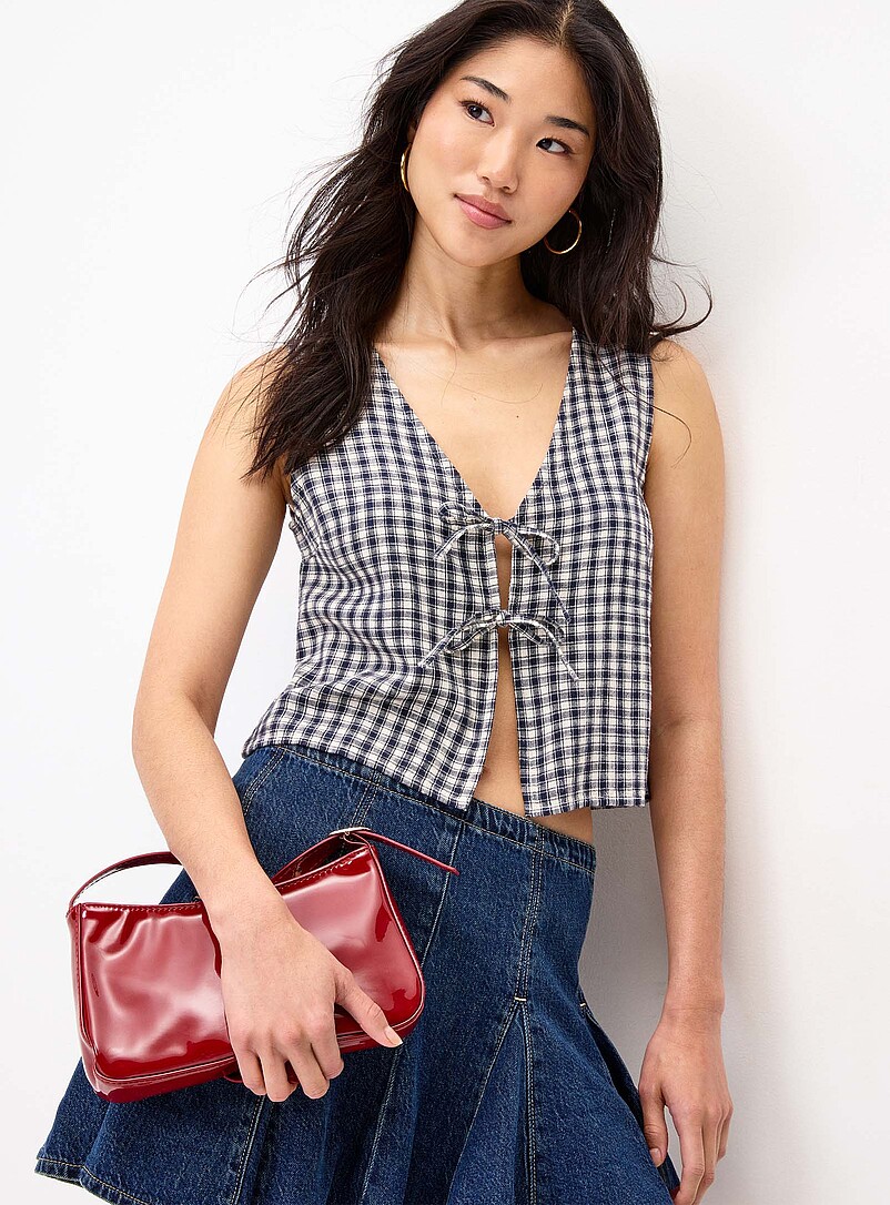 Printed tie-front cami product image (primary)
