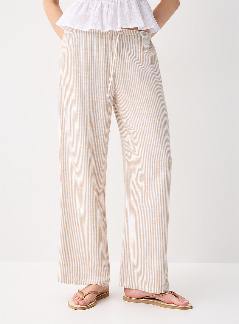 Patterned linen-blend wide-leg pant product image 2