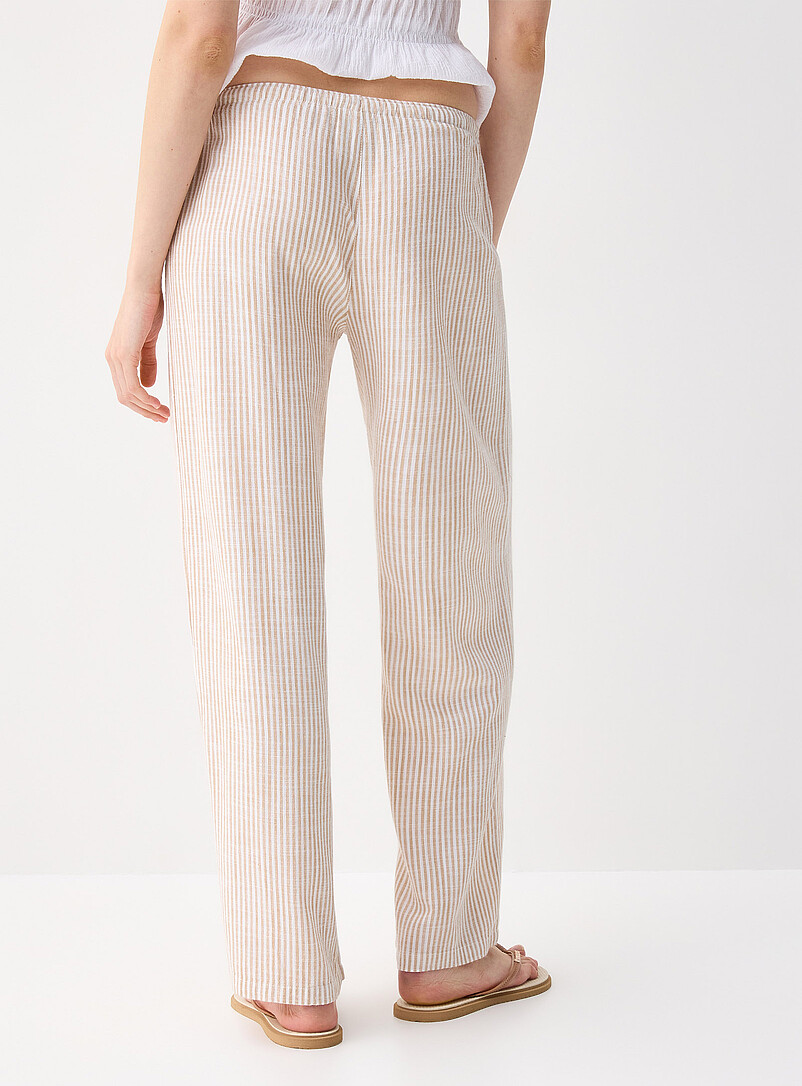 Patterned linen-blend wide-leg pant product image 3