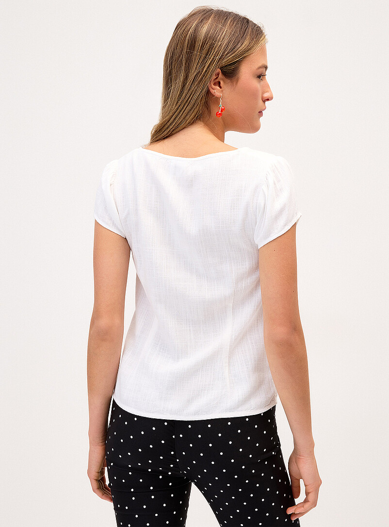 V-neck linen-blend blouse product image 3