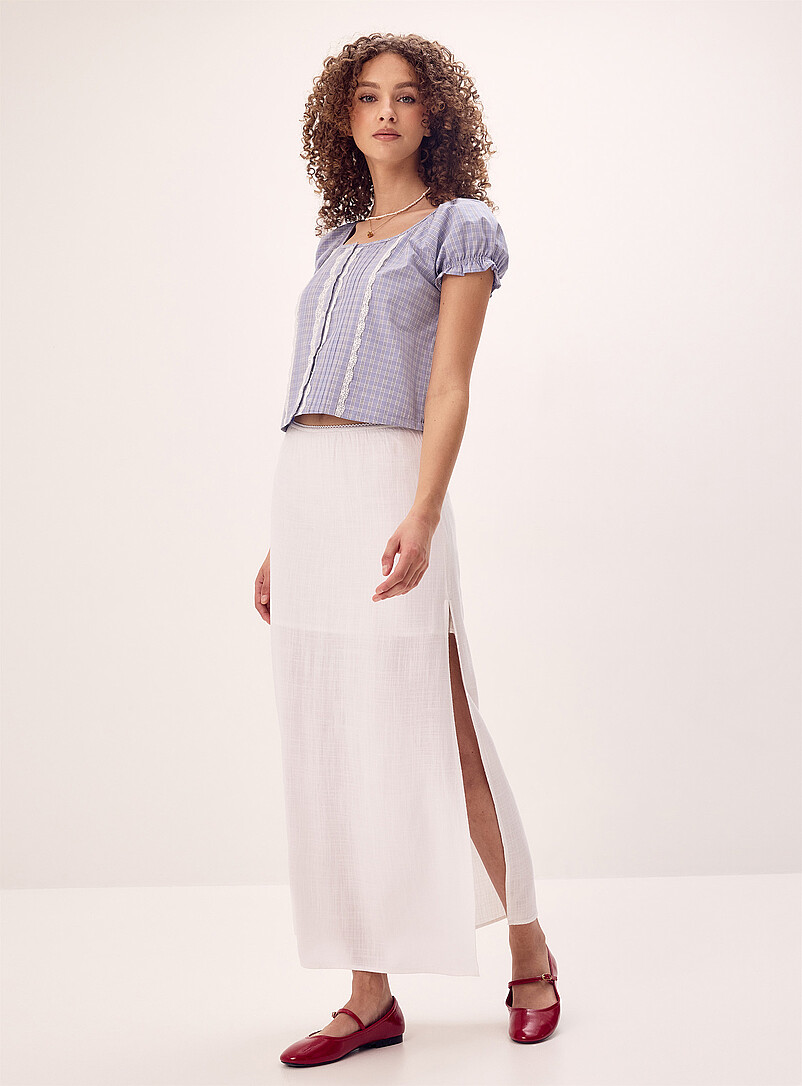 Linen-Blend Maxi Skirt