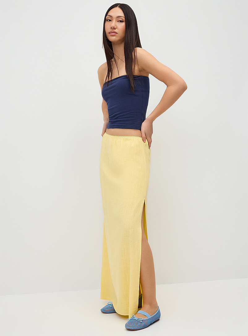 Linen-Blend Maxi Skirt