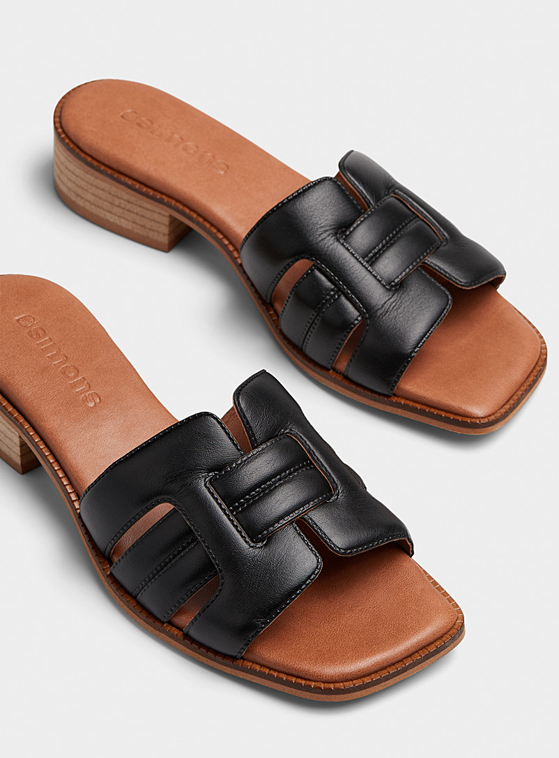 Simons Black Criss-cross straps sandals Women for women
