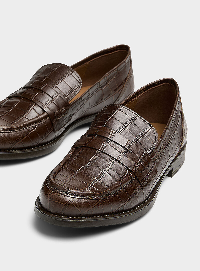 Simons: Le fl&acirc;neur cuir croco chocolat <b>Fait en Espagne</b> Femme Brun pour femme