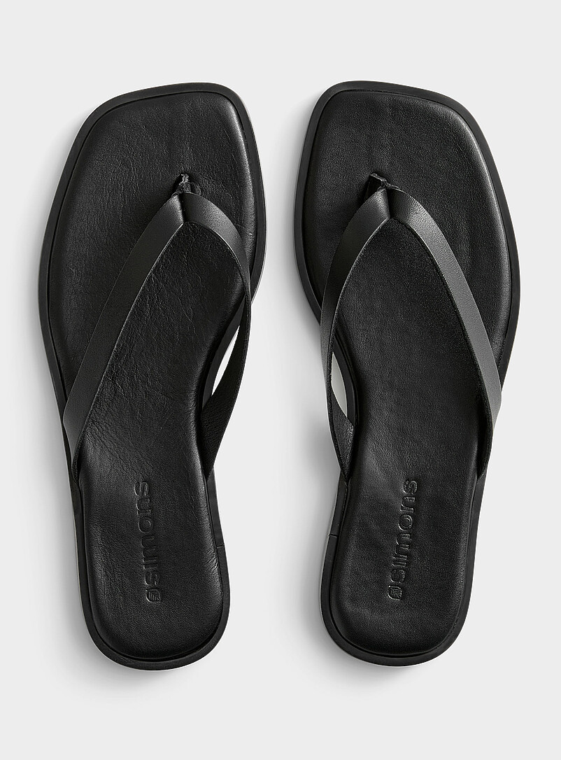 Leather V-strap cushioned sandals Made in Spain Women product image (primary)