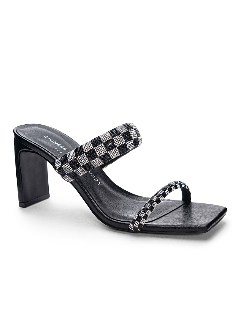 Chinese Laundry Assorted black Yessenia heeled sandal with checkered crystals Women for error