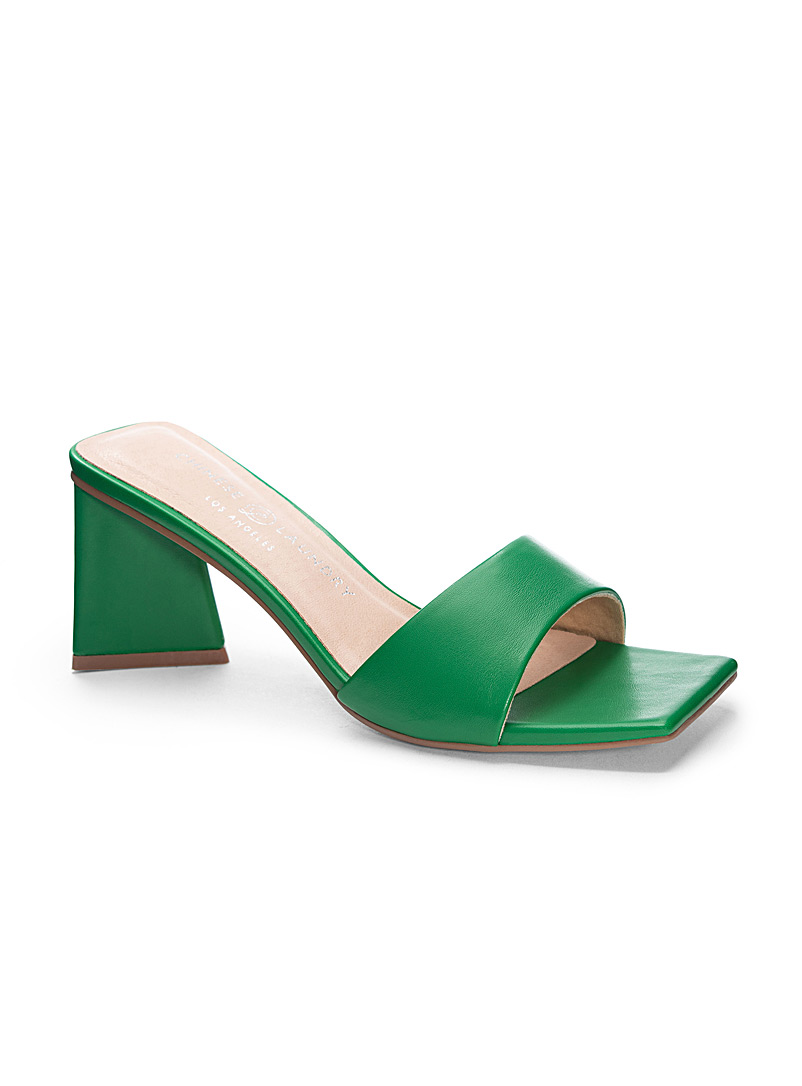 Chinese Laundry Green Yanda angular heeled mule sandals Women for error