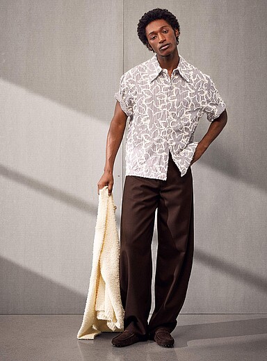 S&eacute;fr Brown Gino brown twill barrel-leg pant for men