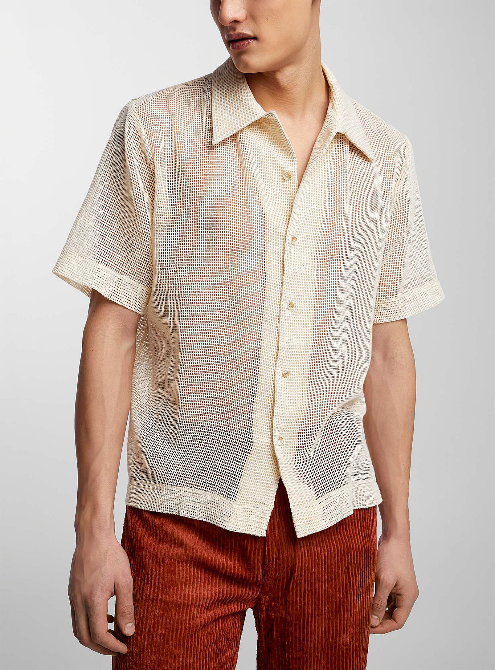 Séfr - Men's Noam open-knit cotton shirt