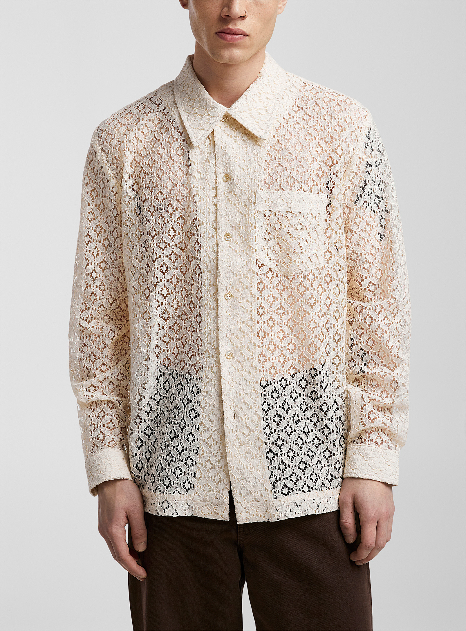 Séfr Jagou Floral Lace Shirt In Off White