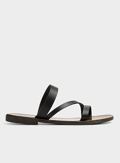 Simons Black Multi-strap leather sandals Women <b>Exclusive collection from Italy</b> for women