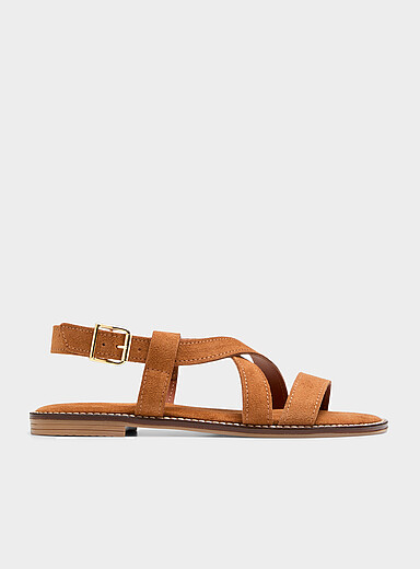 La sandale su&egrave;de brides crois&eacute;es <b>Collection exclusive d'Italie</b> Femme