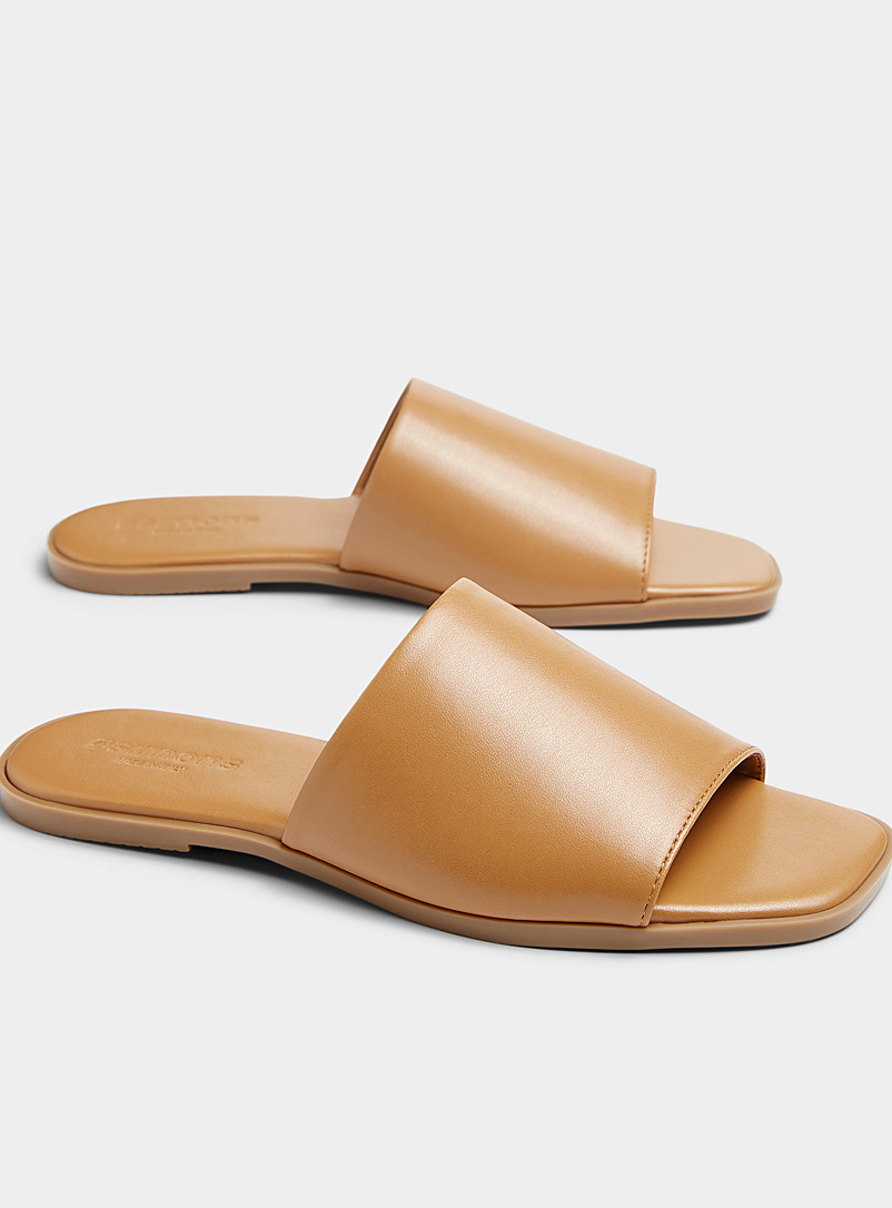 Simons: La sandale slide minimaliste Femme Brun clair pour femme