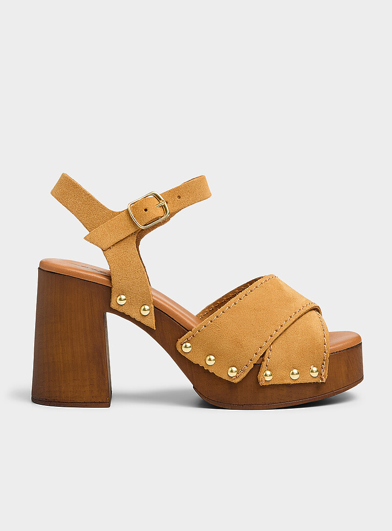 Criss-cross suede strap clog sandals Exclusive collection from Italy Women product image 3