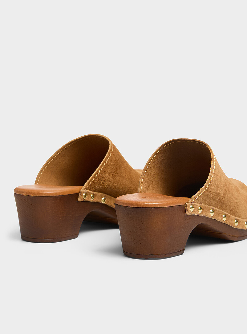 Studded suede faux-wood clogs Exclusive collection from Italy Women product image 2