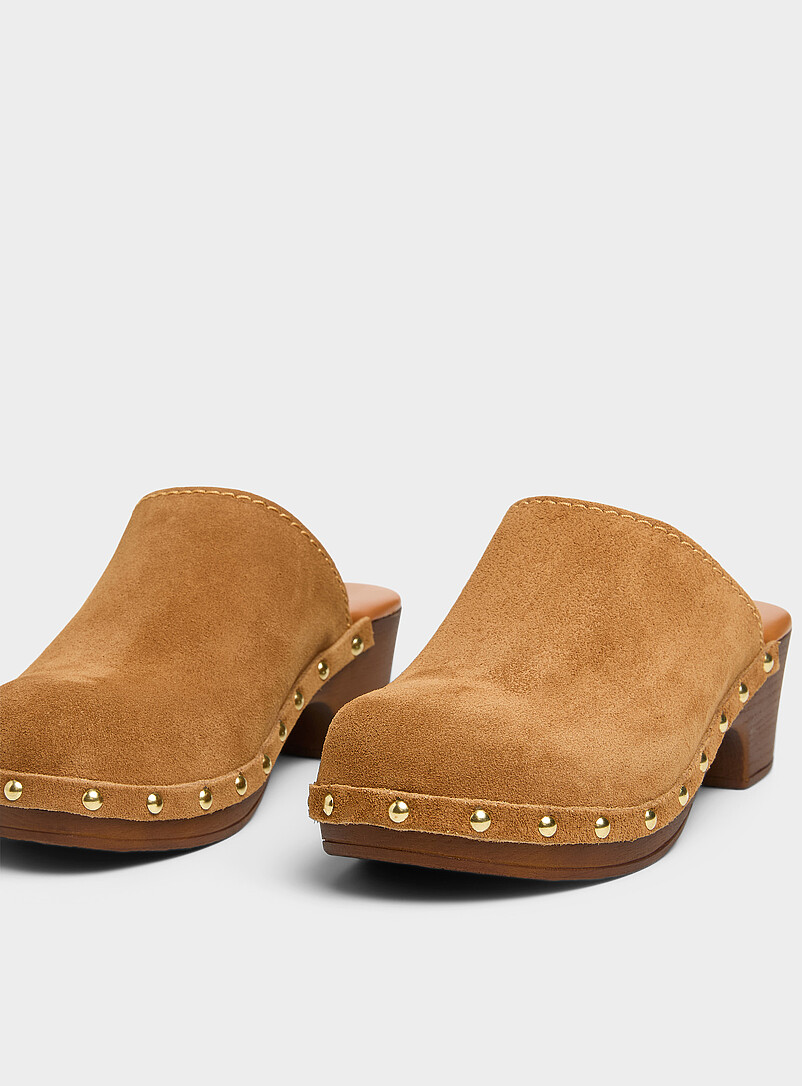 Studded suede faux-wood clogs Exclusive collection from Italy Women product image 3