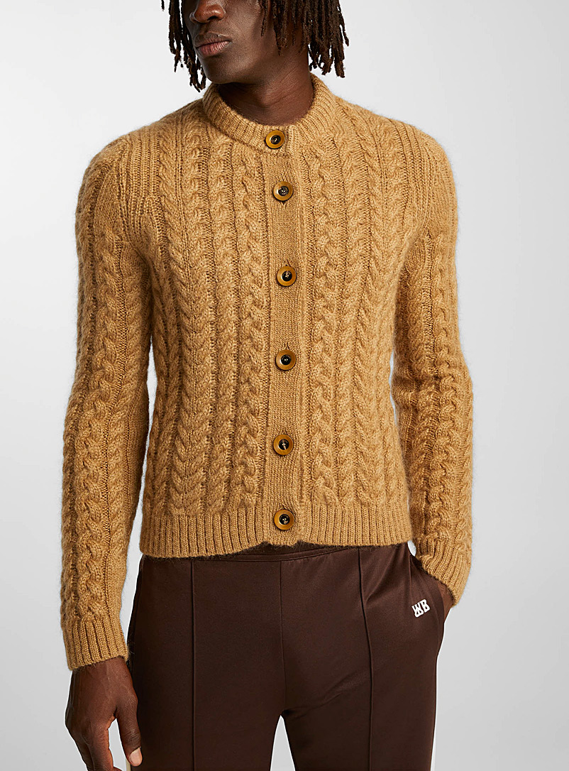 Wales Bonner Copper Dawn cable-knit mohair cardigan for men