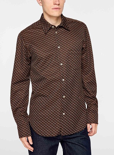 Wales Bonner: La chemise Doshi jacquard g&eacute;o Brun pour homme