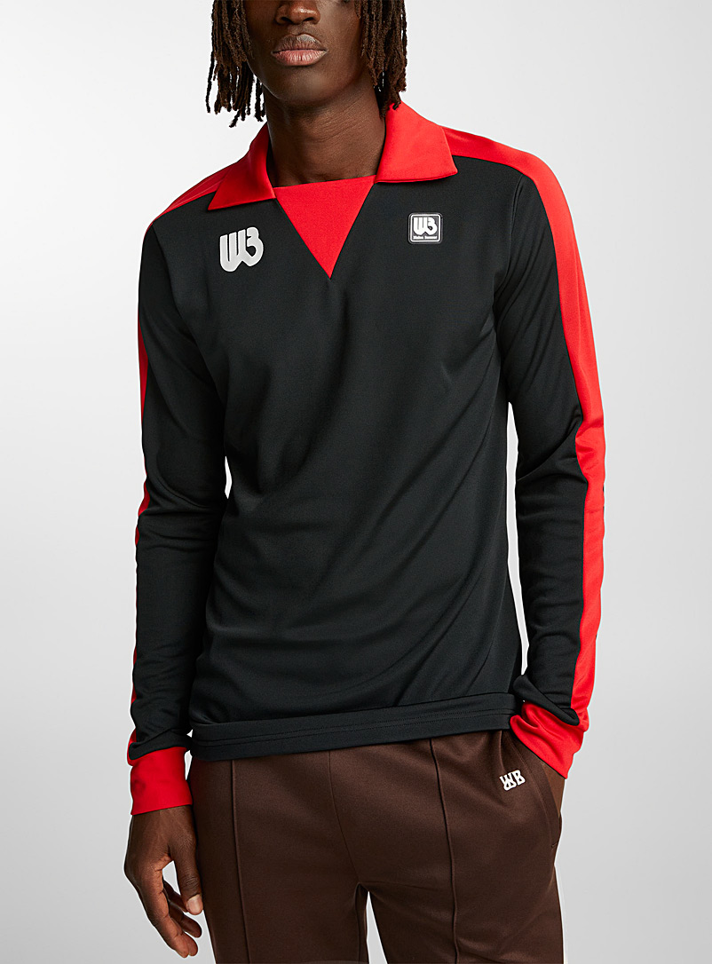 Wales Bonner Black Soccer-style two-tone polo shirt for men