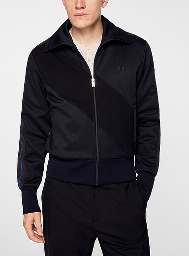 Mock-neck piqu&eacute; track jacket