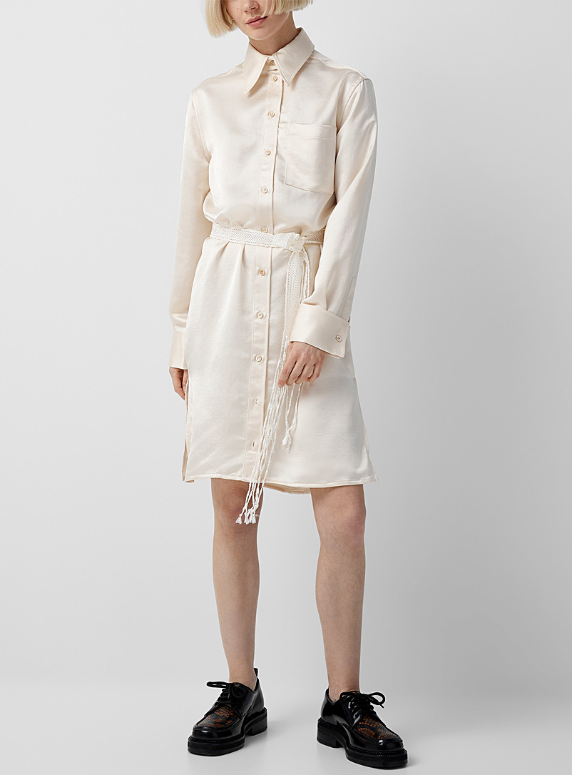 Wales Bonner Ivory White Flow satiny shirtdress for women