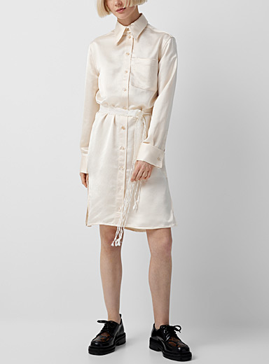 Wales Bonner Ivory White Flow satiny shirtdress for women