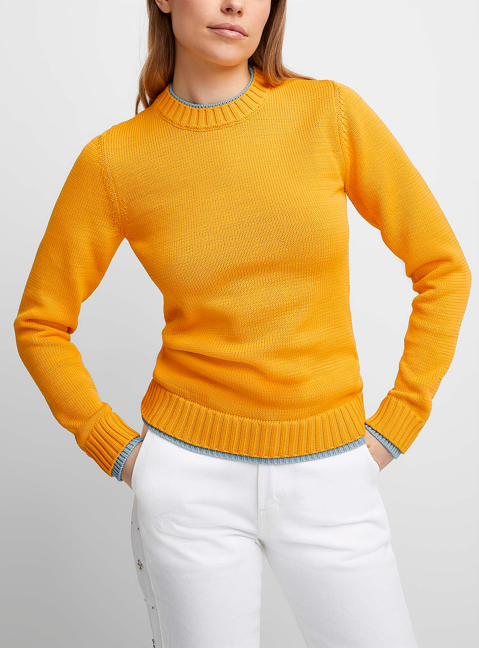 Shop Wales Bonner Doubled Effect Yellow Sweater In Orange