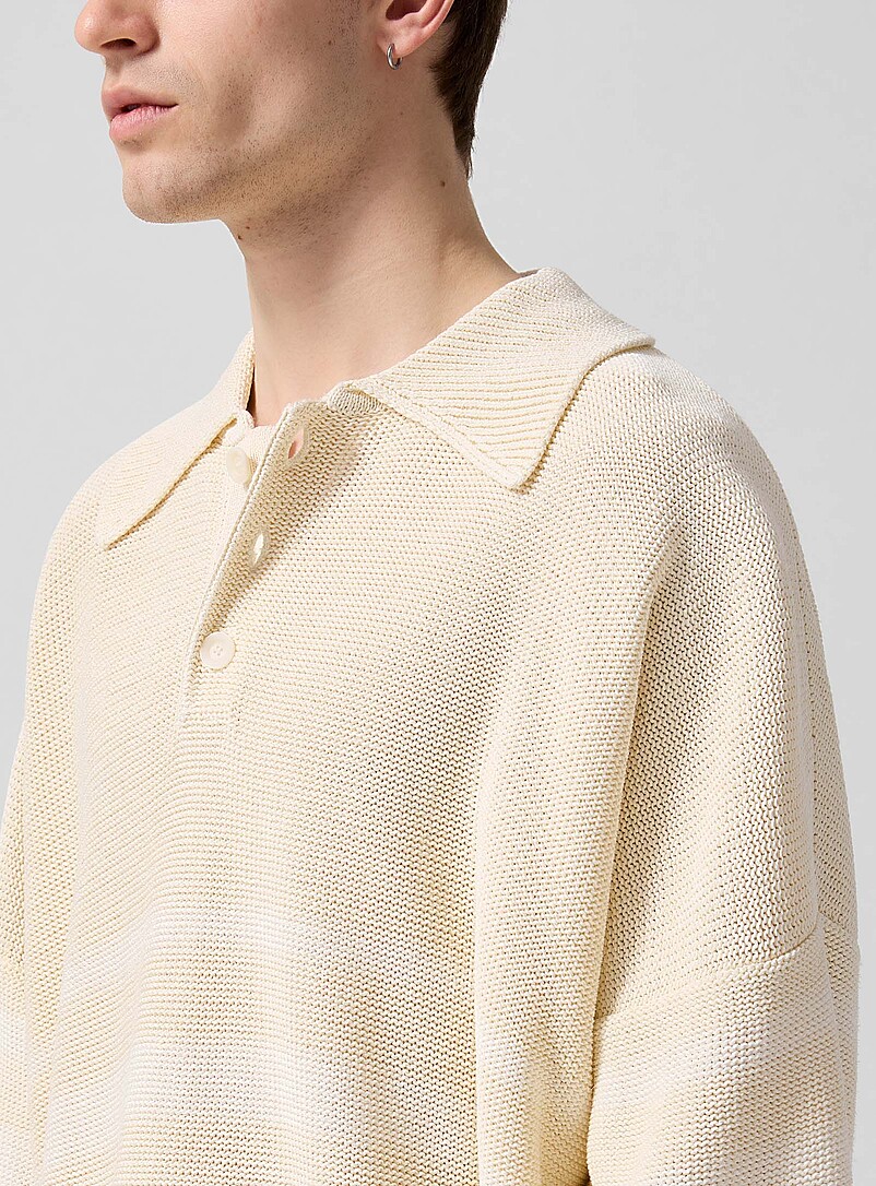 Calm block stripes paper knit polo shirt product image 2