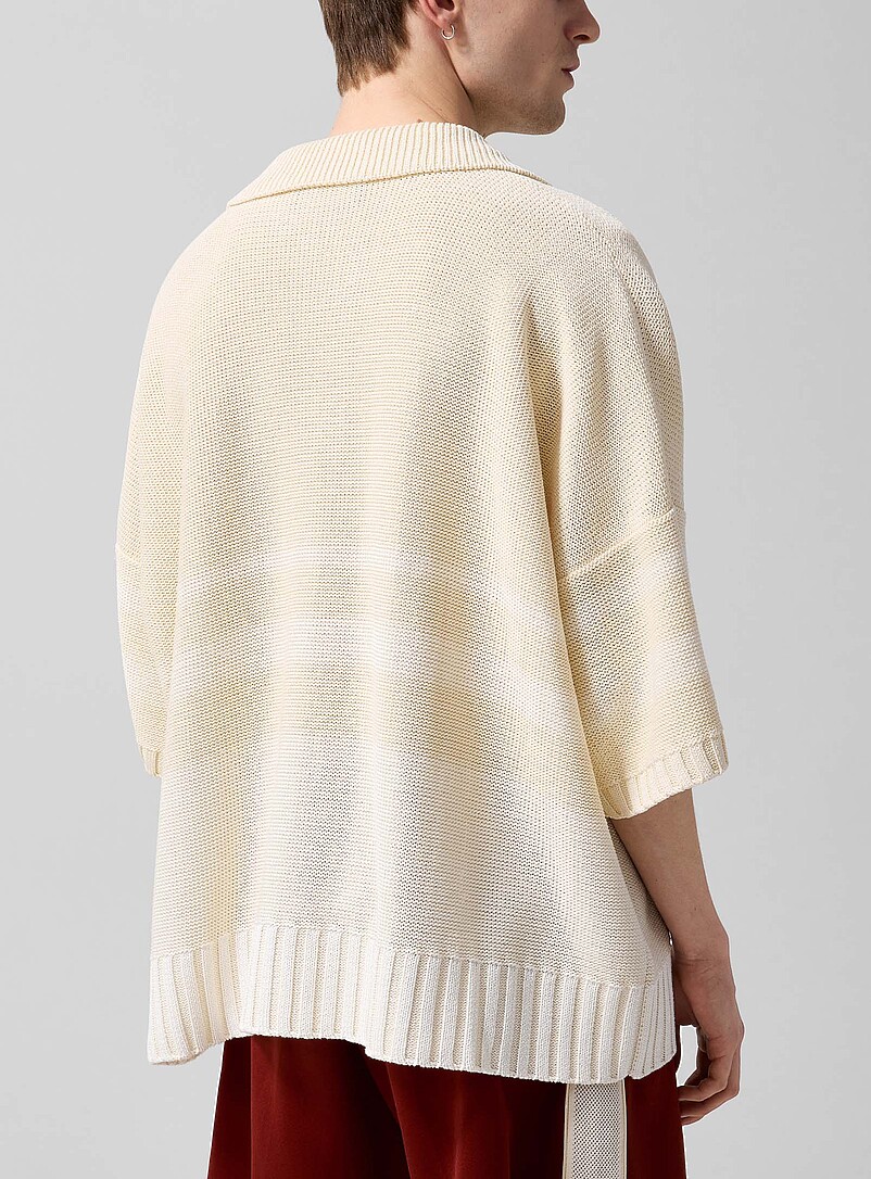 Calm block stripes paper knit polo shirt product image 3