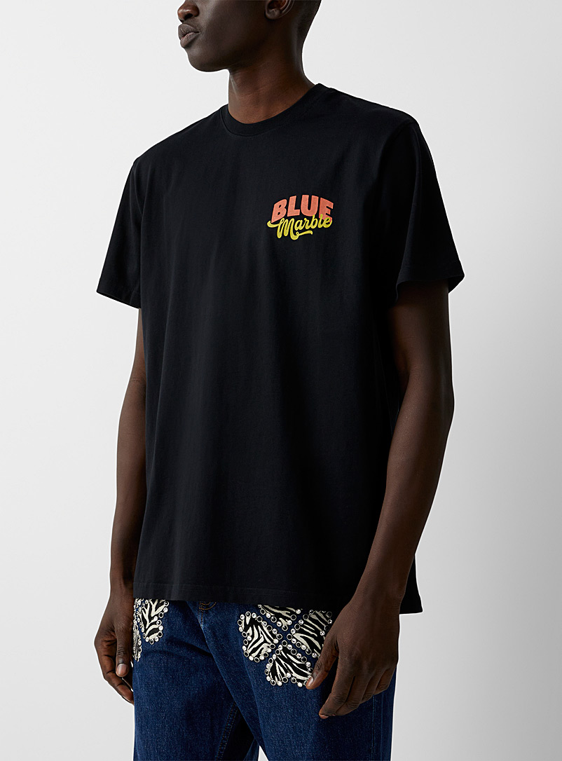 Bluemarble: Le t-shirt fleurs fondues Noir pour homme