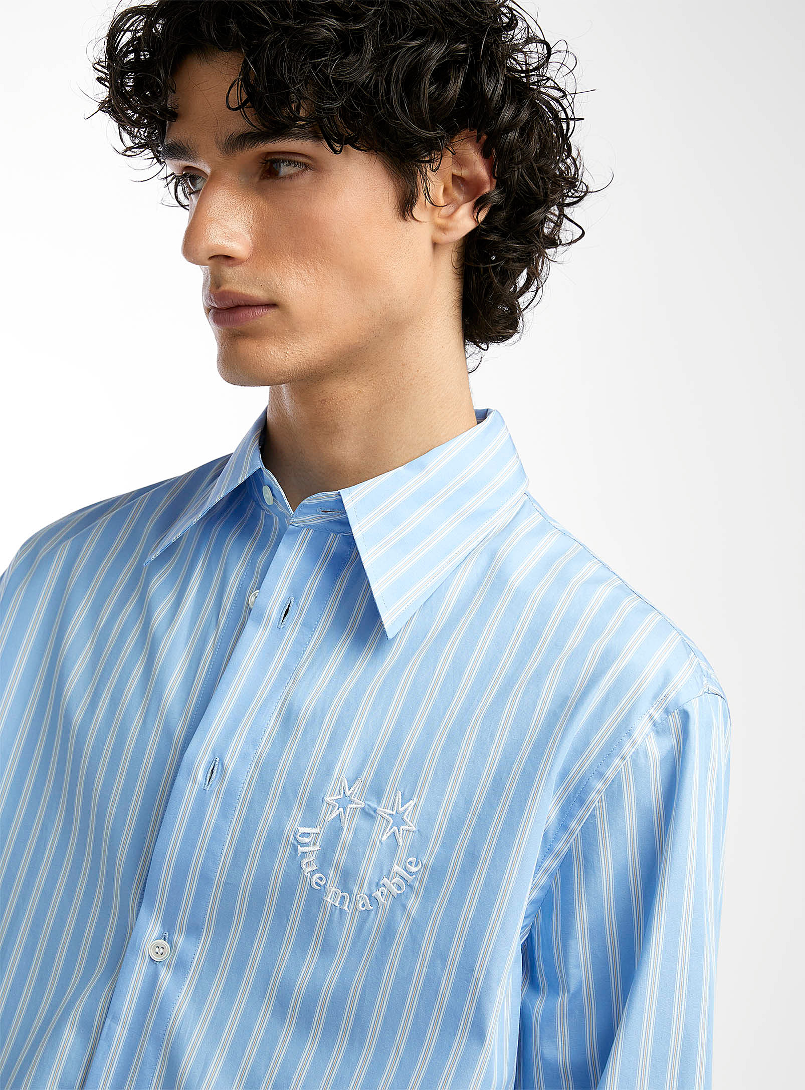 Bluemarble - La chemise brodée rayures pyjama