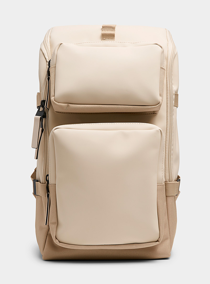 Rains Ivory/Cream Beige Trail Cargo backpack for men